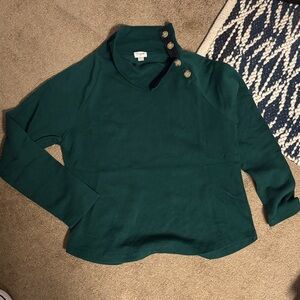 J Crew women’s Sz M Forest Green Button-Detail Sweater